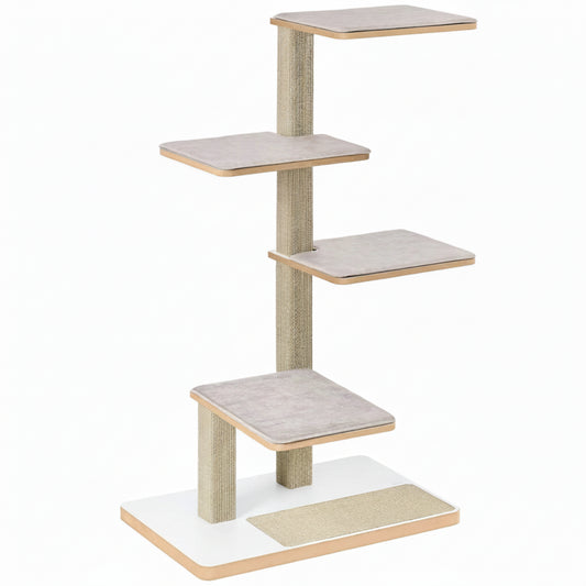 Multi-Level Modern Cat Tree with Four Integrated Lounging Platforms