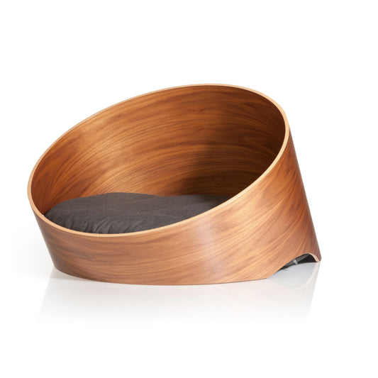 Architectural Curvature Cat Lounge | Circular Oak Plywood Nesting Bed