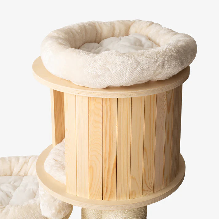 Architectural Nordic Scratching Post | Minimalist Loft Wood & Sisal Column
