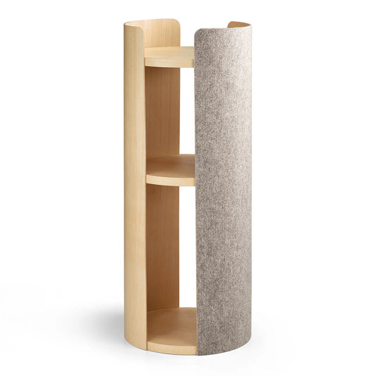 Architectural Oak Wood Scratching Tower | Dual-Level Cat Lounge