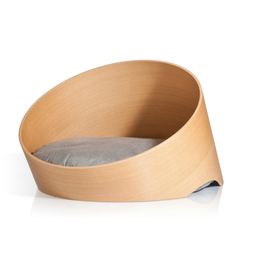 Architectural Curvature Cat Lounge | Circular Oak Plywood Nesting Bed