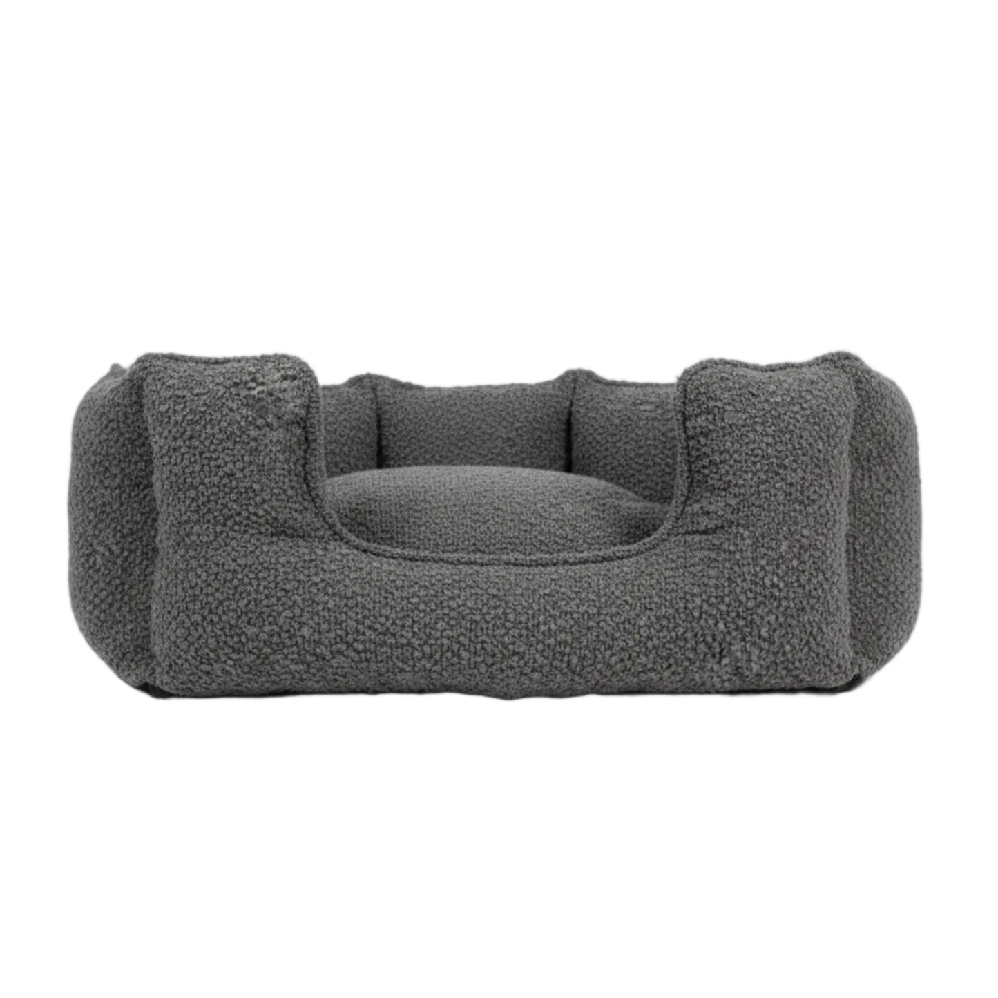 Architectural High-Wall Bouclé Nest | Tactile Textured Pet Sanctuary
