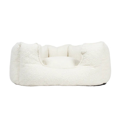 Architectural High-Wall Bouclé Nest | Tactile Textured Pet Sanctuary