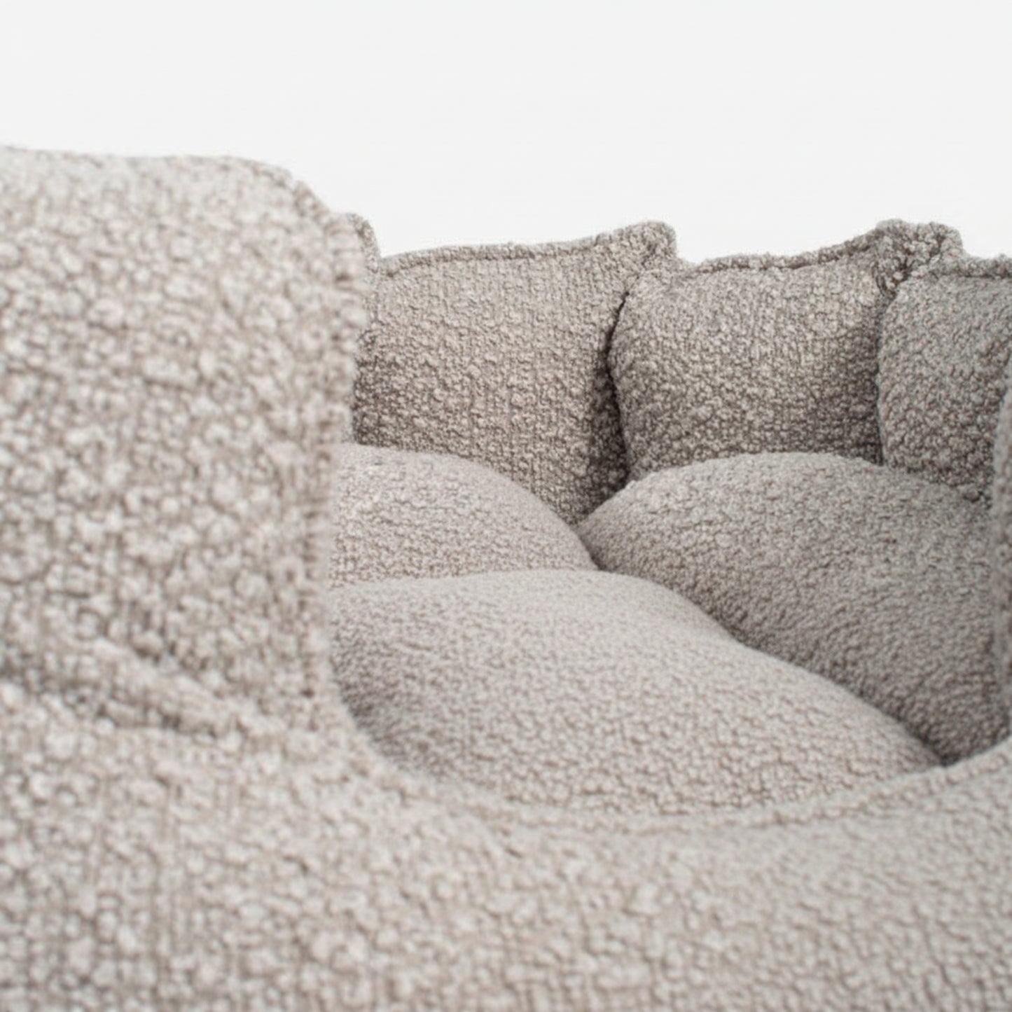 Architectural High-Wall Bouclé Nest | Tactile Textured Pet Sanctuary