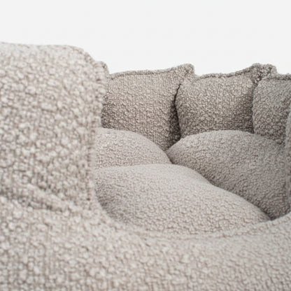 Architectural High-Wall Bouclé Nest | Tactile Textured Pet Sanctuary