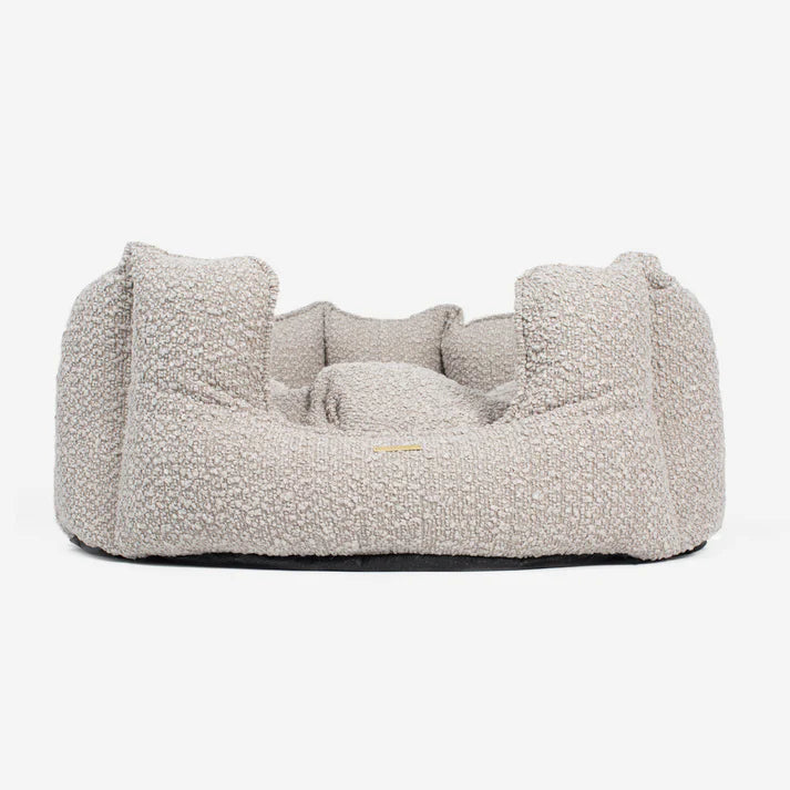 Architectural High-Wall Bouclé Nest | Tactile Textured Pet Sanctuary