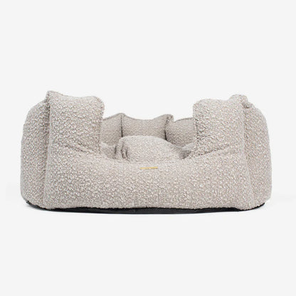 Architectural High-Wall Bouclé Nest | Tactile Textured Pet Sanctuary