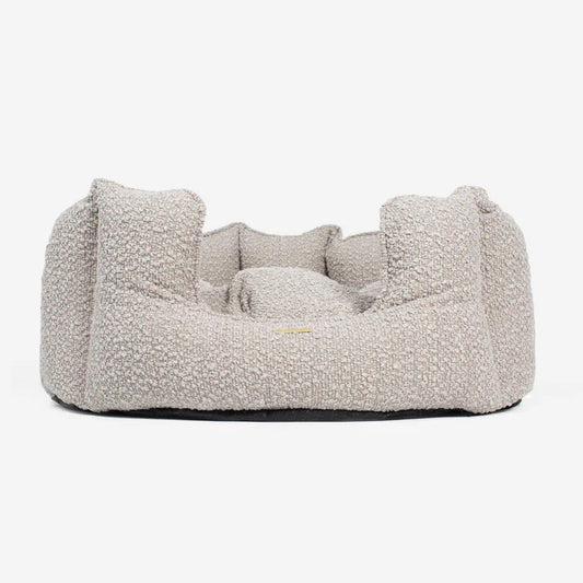 Architectural High-Wall Bouclé Nest | Tactile Textured Pet Sanctuary