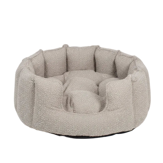 Architectural High-Wall Bouclé Nest | Tactile Textured Pet Sanctuary