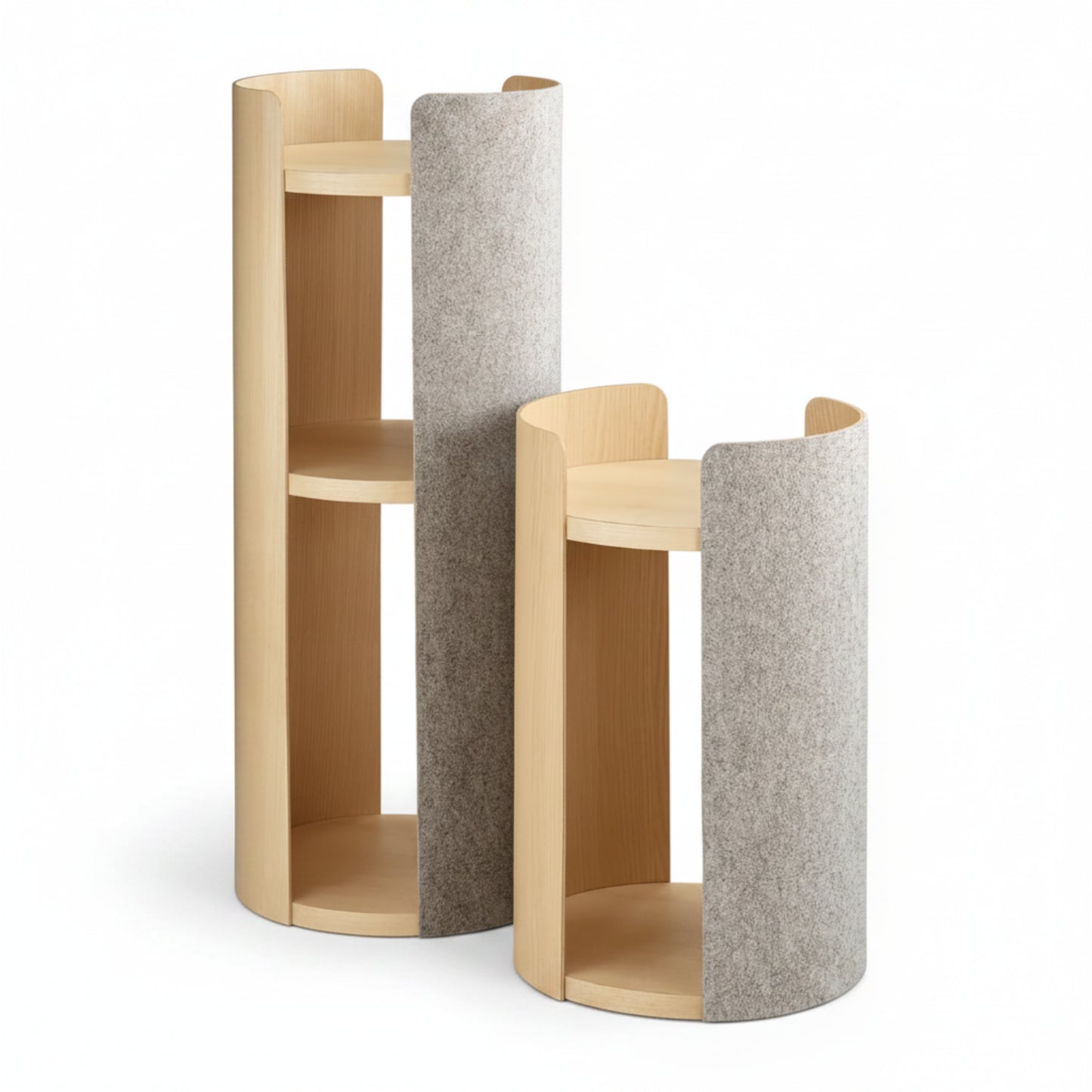 Architectural Oak Wood Scratching Tower | Dual-Level Cat Lounge